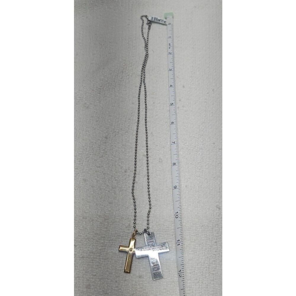 Stainless Steel Double Cross Serenity Prayer Necklace
